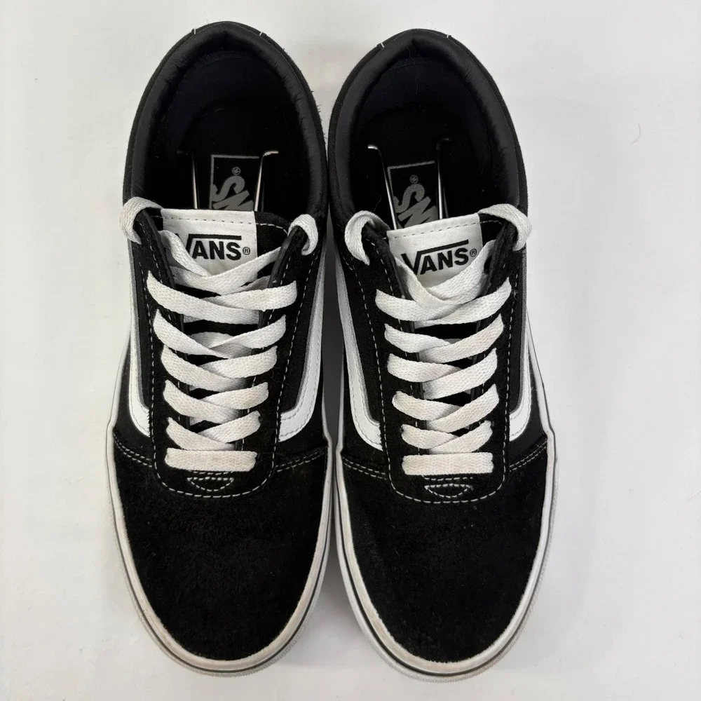 Vans Ward Low Top Black White‎ Suede Canvas Skate Shoes 500714 M 7 W 8.5